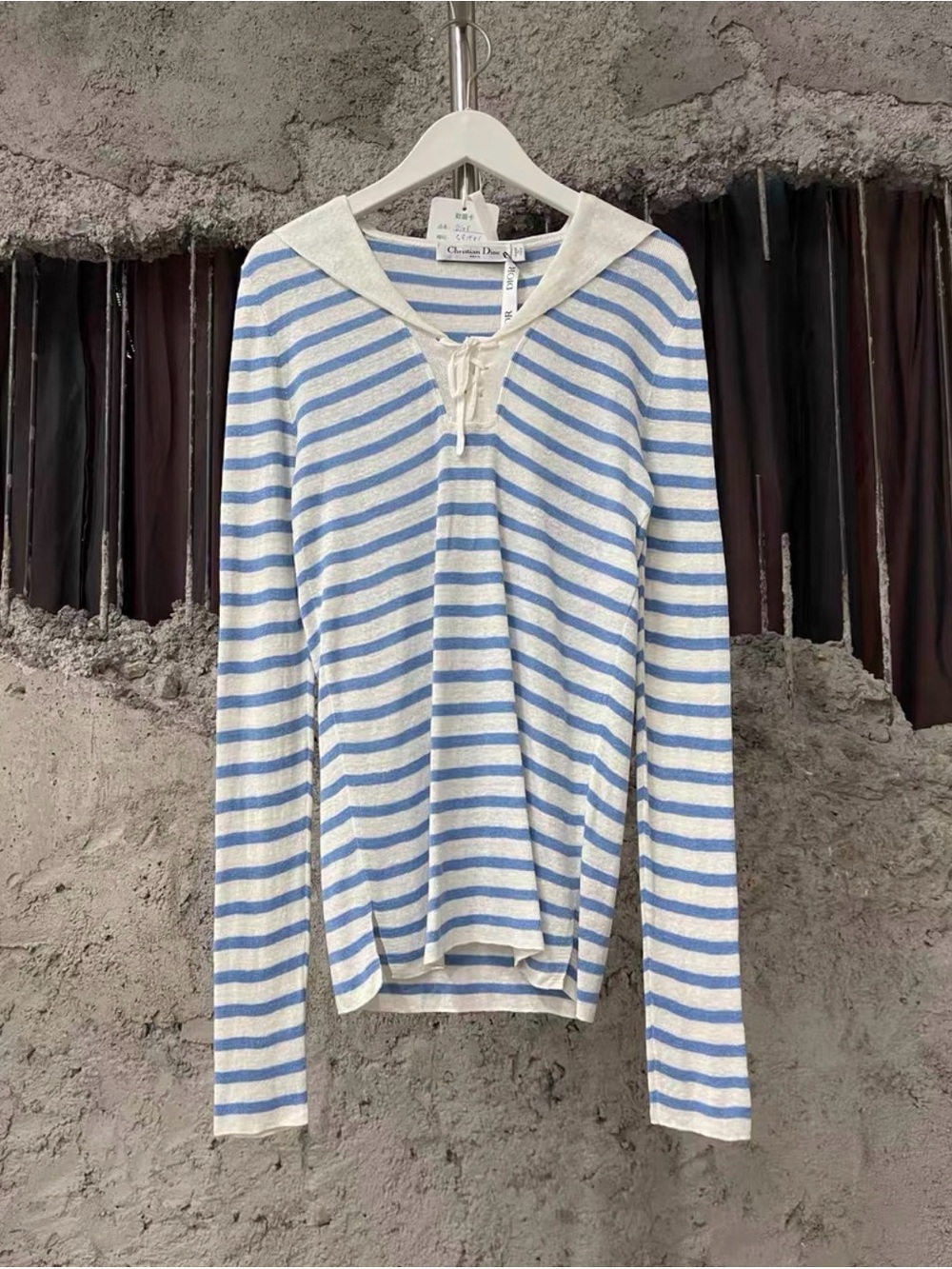 Dior Blue & White Striped Knit Top